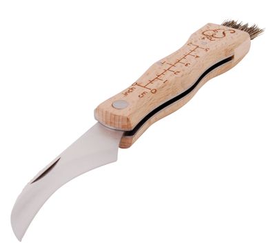 Esschert DESIGN Pilzmesser mit Pinsel Edelstahl mit Klappmesser Holz Borsten
