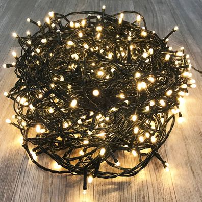 LED-500er Lichterkette innen & außen warmweiß Kabel grün mit Trafo
