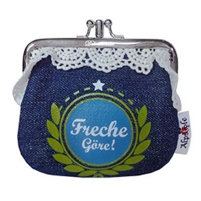 Trendige Geldbörse "FRECHE GÖRE!", Denim Cotton mit süßer Spitze und 2 Fächern