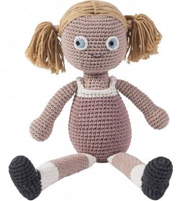 Zauberhafte, handgearbeitete Häkelpuppe ROSE ,100% Baumwolle, von sebra