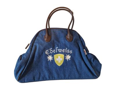 Jeans-Shopper „Edelweiß“ mit Reißverschluss, Portemonnaiefach und Seitentaschen