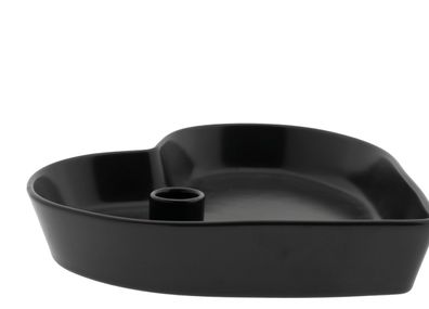 Bastion Collections Kerzen Ständer Halter Herz schwarz Schale BC Leuchter Deko