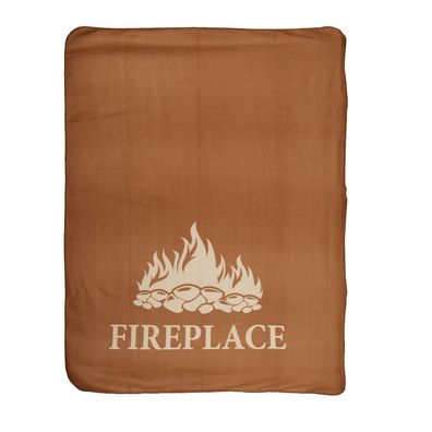 Gemütliche Gartendecke aus weichem Fleece mit Aufdruck Fireplace in braun