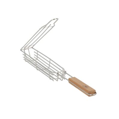 Toller Grill Gemüsehalter Edelstahl mit Holzgriff – für Feuer, Grill & Camping
