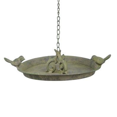 Vogel Tränke zum hängen Futterstation Ø24cm grün Bad Garten Metall Wasser Schale