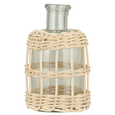 IB Laursen Apothekerglas für Stab Kerzen Ständer Halter Rattan Vase H=13,5 cm