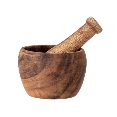 Bloomingville Mörser mit Stößel Holz Gewürz Kräuter Zerkleinerer Schale Küche ?