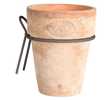 Terracotta Ton Pflanz Wand Blumen Topf Über Um rund mit Metall Halterung Hängen