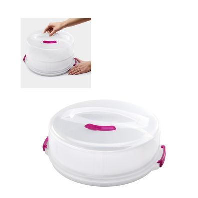 Metaltex Tortenbehälter Höhenverstellbar – Rund, Weiß/Pink Ø 36cm