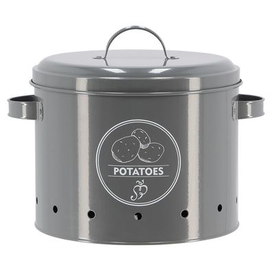 Kartoffeldose „Potato“ Ø 22 x H 22 cm – Karbonstahl Vorratsdose – in Anthrazit