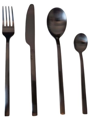 Gedeckter Tisch Besteck 4tlg. Set Edelstahl Matt Schwarz Neu Black Cutlery Küche