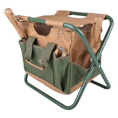 degawo Gartengeräte Gartenstuhl Stuhl Garten Werkzeugstuhl olivgrün Tasche