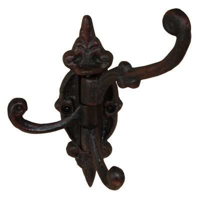 Haken Garderobe Handtuchhaken Wandhaken Landhaus Guss drehbar schwarz-braun