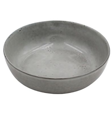 Hochwertiger tiefer Speiseteller Steingut 20 cm – Grau, handgefertigte Optik