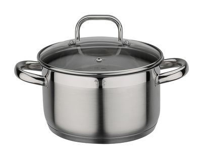 GSW Fleischtopf FOGO Glasdeckel 20cm Kochtopf Induktion Edelstahl 18/8 3,5L