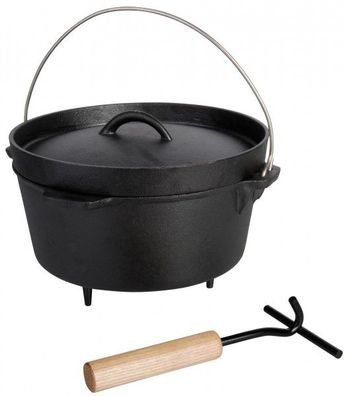 Robuster Dutch-Oven Gusseisentopf für Outdoor- und Campingkochen, 25,5 cm, 3 L