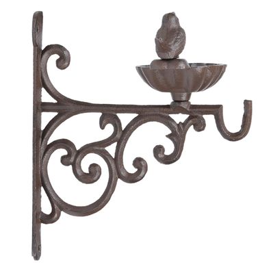 Wunderschöne Wandfutterschale mit Haken und kleinem Vögelchen aus Gusseisen