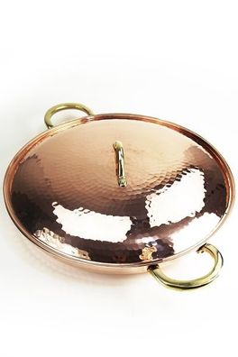 CopperGarden®" Kupferpfanne ø36 cm | Mit Messingriffen & Deckel | verzinnt