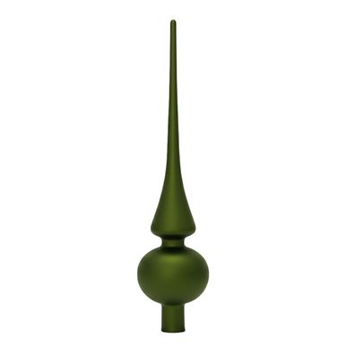 B&S Christbaumspitze Weihnachtsschmuck | Glas | Olivegrün Matt | H 26 x Ø 6 cm