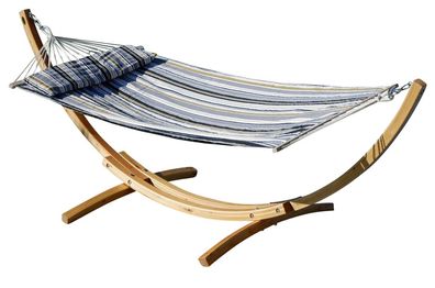 320cm Hängemattengestell Gestell mit Stab Hängematte Holz Lärche HM3-BLA-LIM-GRAU