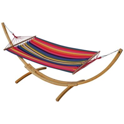350cm Hängemattengestell NATUR ROJO Holz Lärche natur bunter Stab Hängematte