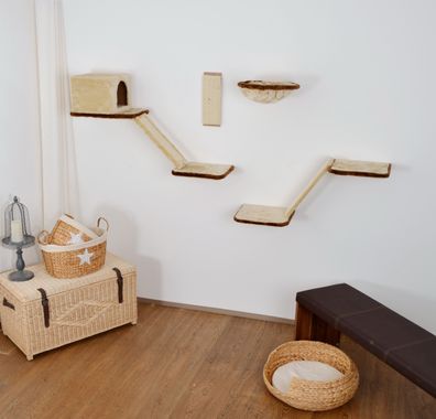 Silvio Design Katzen-Kletterwand mit Treppe 8-teilig