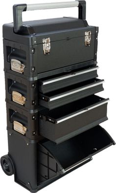 Metall Werkzeugtrolley C1-B BLACK Edition mit Schubladenverriegelung und Schloss