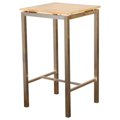 ALEOS. Bartisch 60x60 cm Stehtisch Tisch Edelstahl A-Grade Teak massiv MEXIKO