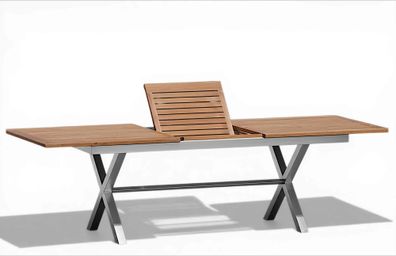 ALEOS. Ausziehtisch 200/260x100cm Gartentisch Esstisch Edelstahl A-Grade Teak NASSAU