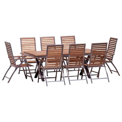 Gartengarnitur Edelstahl Teak Set Ausziehtisch 200-260x100cm + 8 Teak Hochlehner