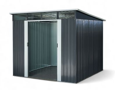 Geräteschuppen 5,6m² 239 x 236 cm mit Pultdach und Fenster verzinktes Stahlblech