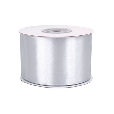 Satinband 50mm x 25m Rolle Silber / Grau