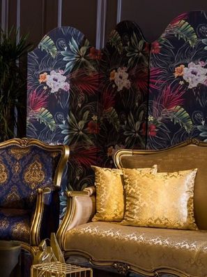 Casa Padrino Luxus Barock Raumteiler Mehrfarbig - Faltbarer Massivholz Paravant im Ba