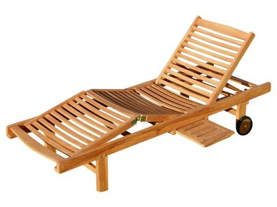 TEAK Liege Sonnenliege Gartenliege Strandliege Holzliege Holz Rollliege JAV-COZY