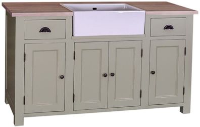 Casa Padrino Landhausstil Waschbeckenschrank Hellgrün / Naturfarben 155 x 65 x H. 90
