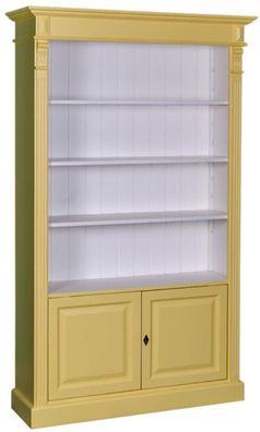 Casa Padrino Landhausstil Bücherschrank Gelb / Weiß 119 x 39 x H. 197 cm - Wohnzimmer