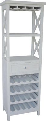 Casa Padrino Landhausstil Regalschrank mit Schublade und Flaschenfächern Weiß 58 x 37