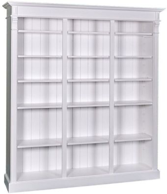 Casa Padrino Landhausstil Bücherschrank Weiß 180 x 39 x H. 197 cm - Massivholz Schran