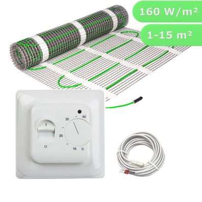 Fußbodenheizung elektrisch Komplett SET Fliese Elektro Bodenheizung 160 W/m²