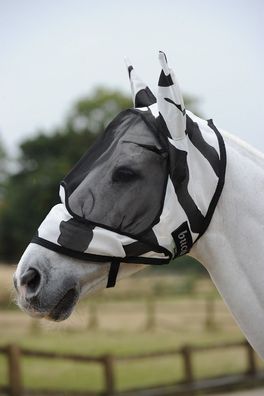 Bucas Buzz-Off Zebra Deluxe Fliegenmaske mit Ohren, Fliegenschutz