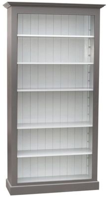 Casa Padrino Landhausstil Bücherschrank Grau / Weiß 109 x 39 x H. 210 cm - Wohnzimmer