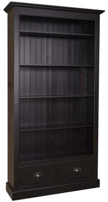 Casa Padrino Landhausstil Bücherschrank Schwarz 109 x 39 x H. 210 cm - Wohnzimmermöbe