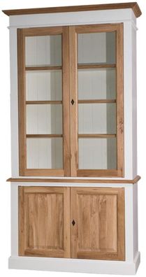 Casa Padrino Landhausstil Wohnzimmerschrank Weiß / Naturfarben 119 x 48 x H. 228 cm