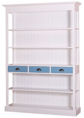 Casa Padrino Landhausstil Regalschrank Weiß / Blau 140 x 39 x H. 197 cm - Landhaussti