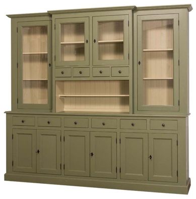 Casa Padrino Landhausstil Küchenschrank Grün / Beige 244 x 45 x H. 225 cm - 2 Teilige