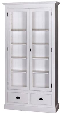 Casa Padrino Landhausstil Wohnzimmer Vitrinenschrank Weiß 109 x 39 x H. 210 cm - Wohn
