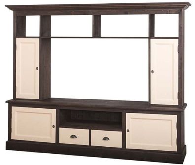Casa Padrino Landhausstil Fernsehschrank Dunkelbraun / Beige 207 x 46 x H. 166 cm - M