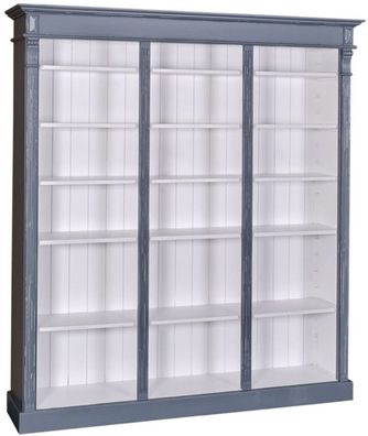 Casa Padrino Landhausstil Bücherschrank Antik Blau / Weiß 180 x 39 x H. 197 cm - Mass