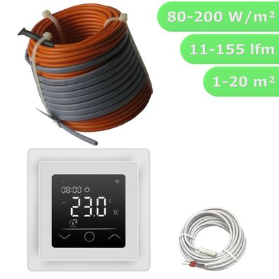 Fußbodenheizung elektrisch Komplett Set Fliese Bad Heizdraht Thermostat Touch ws