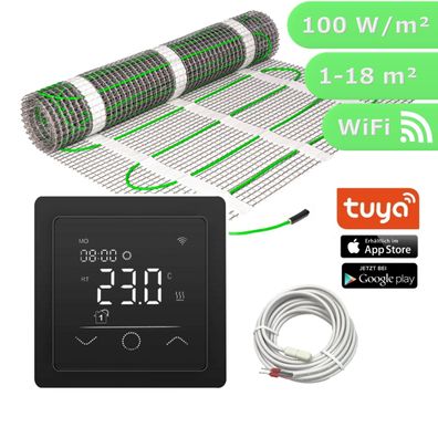 Fußbodenheizung elektrisch Komplett SET Fliese Elektro Bodenheizung WLAN WiFi sw